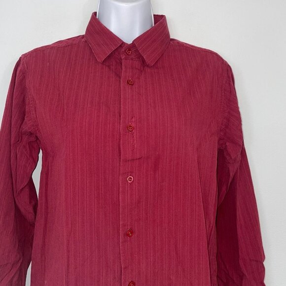 Arrow Womens L Shirt Red Maroon Long Sleeve Career Work Button Up - Picture 4 of 9